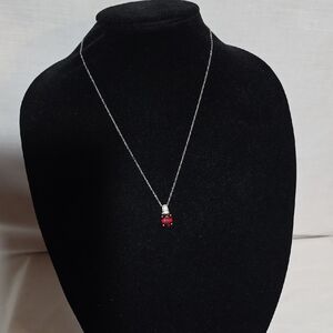 Elegant Silver and Red Pendant Necklace